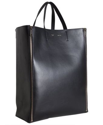 Celine Black Leather Zipper Detail Tote - Lyst