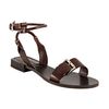 Michael Kors Brown Leather Buckle Detail Flat Sandals in Brown - Lyst