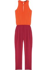Tibi Two-tone Silk Crepe De Chine Jumpsuit