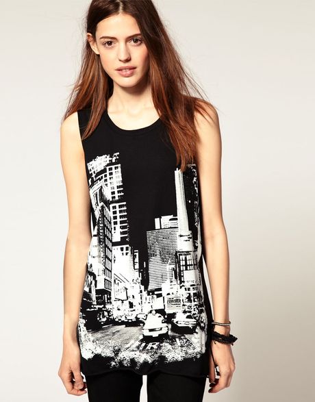 Asos Collection Asos Top with New York Skyline in Black | Lyst
