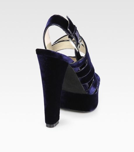 Michael Michael Kors Faye Velvet Platform Slingback Sandals in Blue (navy) | Lyst