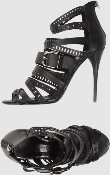 Balmain Highheeled Sandals in Black - Lyst