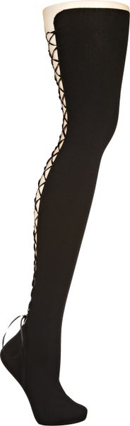 Wolford Brilliant Laceup Tights in Black (nude) - Lyst