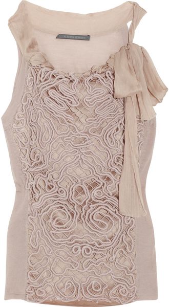 Alberta Ferretti Patterned-overlay Wool Top - Lyst