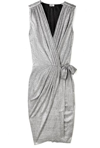L'Agence Silver Lamé Wrap Ultimate Party Dress - Lyst