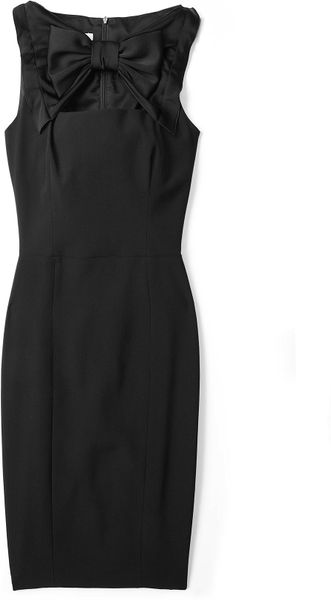 Moschino Cheap & Chic Black Crepe Bow Neck Pencil Dress in Black - Lyst