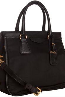 Prada Black Nylon City Calf Leather Trim Medium Convertible Tote - Lyst