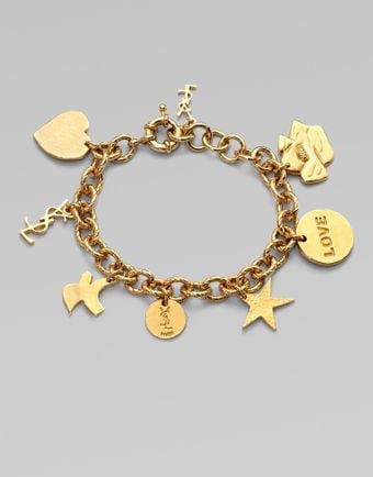 Yves Saint Laurent Ycons Goldplated Charm Bracelet - Lyst