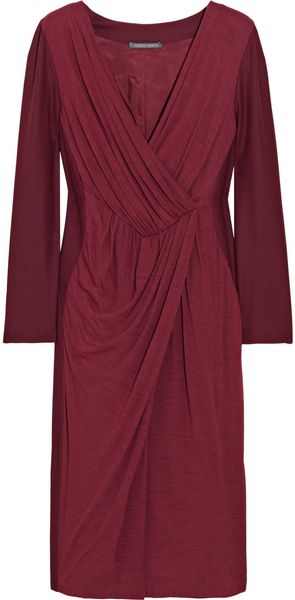 Alberta Ferretti Pleated Twill-jersey Dress - Lyst