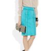 Burberry Prorsum Raffiatrimmed Suede Pencil Skirt in Blue (aqua) - Lyst