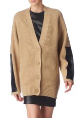 By Malene Birger Leather Patch Cardigan