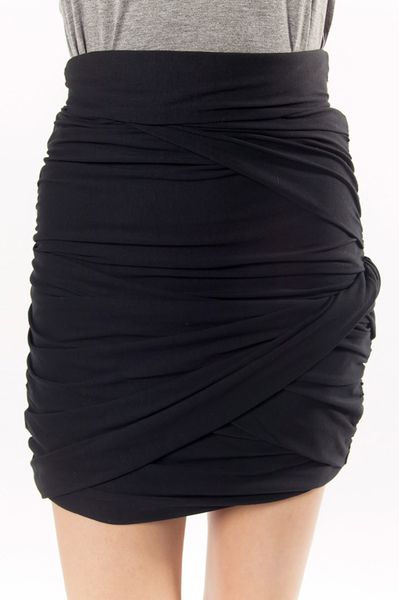 Carven Drape Skirt in Black - Lyst