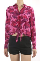 Equipment Daddy Tie Front Blouse - Berry