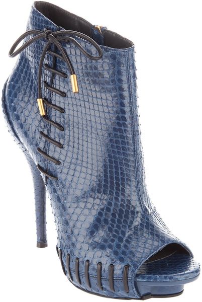 Versace Python Ankle Boot in Blue - Lyst