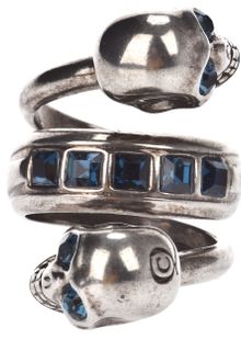 Alexander McQueen Spiral Twin Skull Ring - Lyst