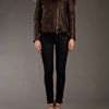 Balmain Fur Collar Leather Jacket in Brown - Lyst