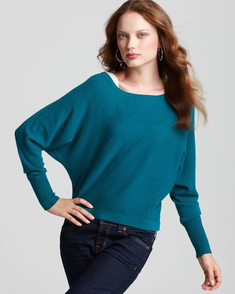 Bcbgmaxazria Camille Cropped Dolman Sweater in Blue (jewel green) - Lyst