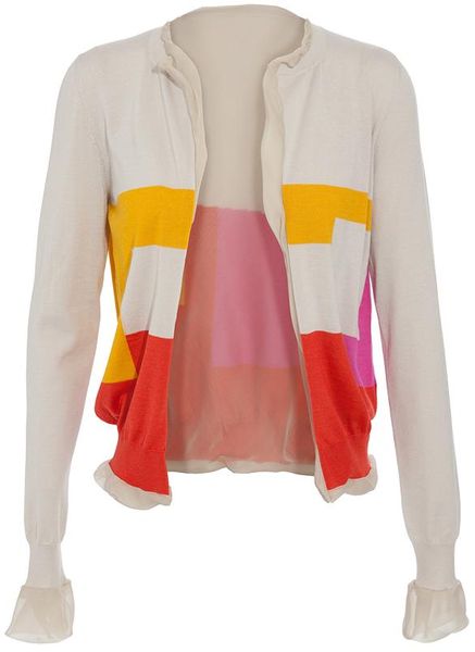 Bottega Veneta SilkCashmere Knit Cardigan in Beige - Lyst