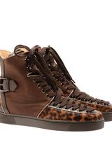 Christian Louboutin Calf Hair and Leather Hi-top Trainers