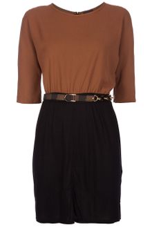 Fendi Two-tone Belted Dress - Lyst