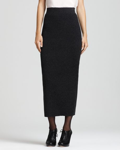 French Connection Ruby Ribs Long Skirt in Gray (charcoal melange) - Lyst