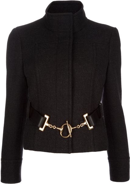 Gucci Belt Detail Jacket in Black - Lyst