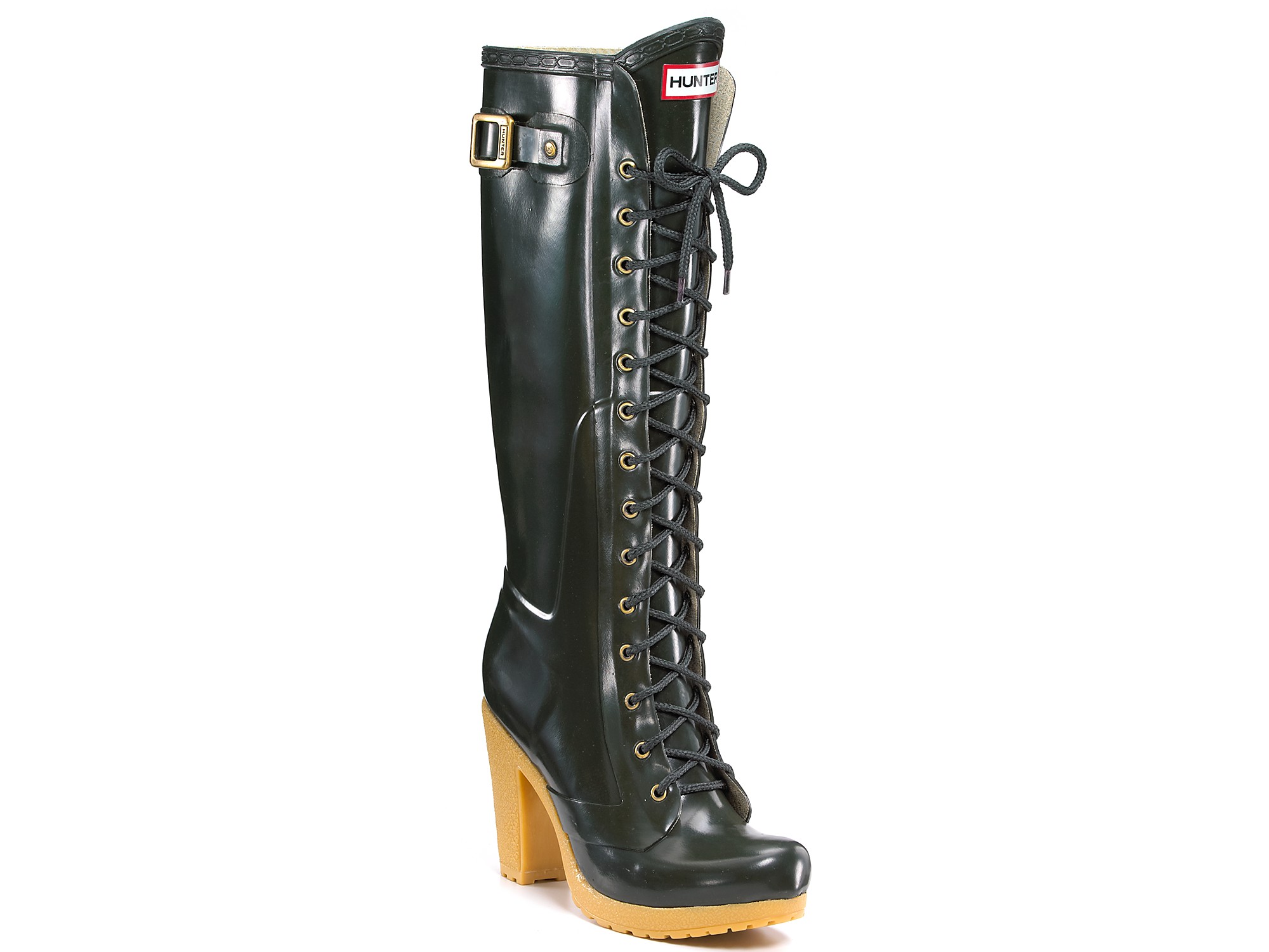 hunter leather lace up boots