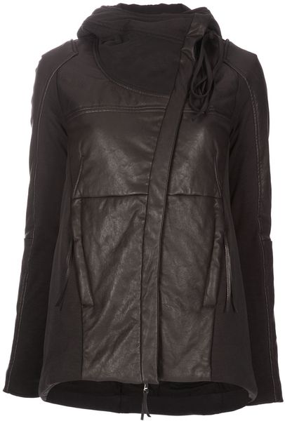 Iliaria Nistri Padded Leather Panel Jacket in Black - Lyst