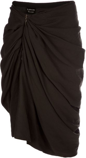 Lanvin Gathered Asymmetric Skirt - Lyst