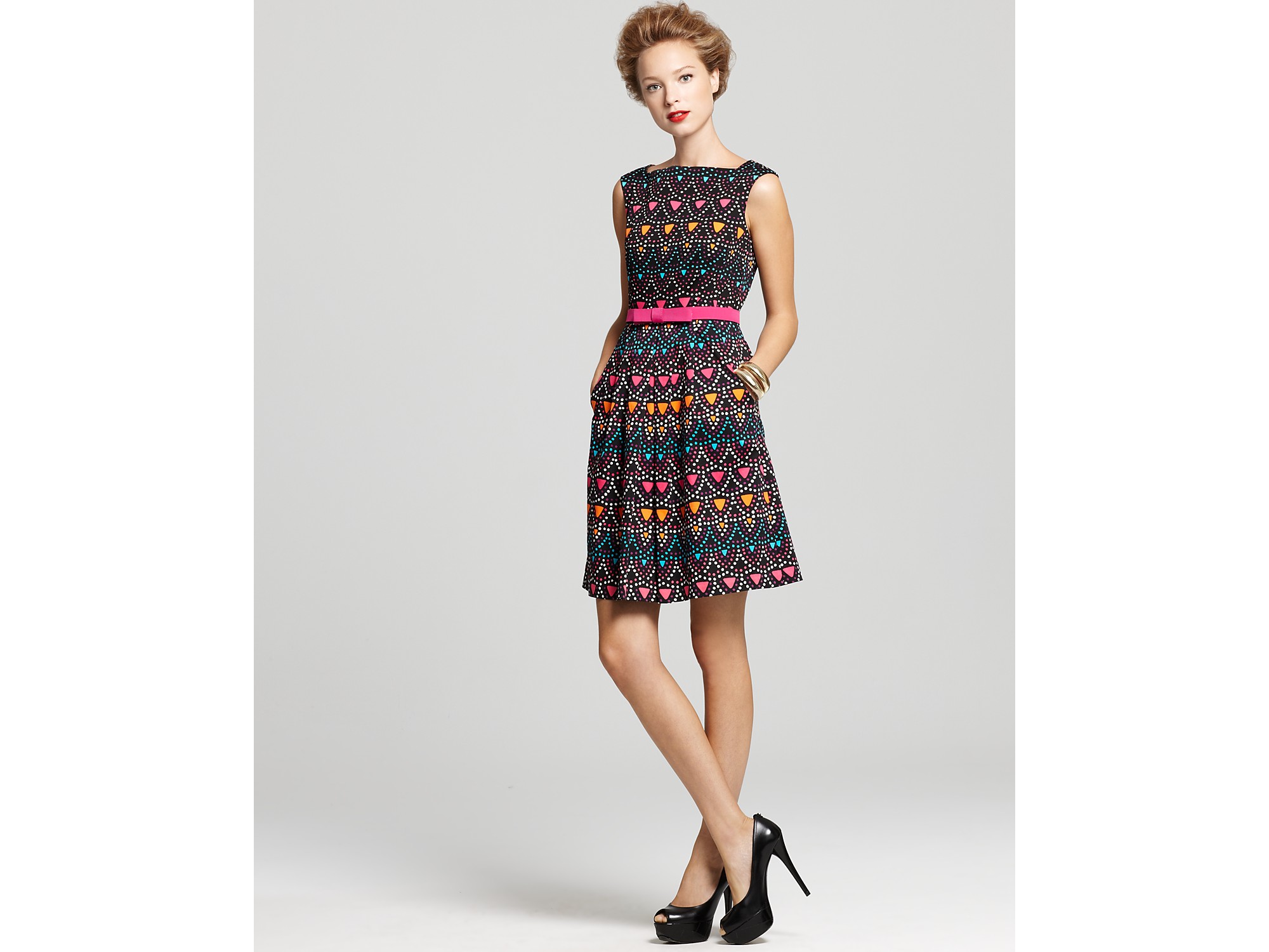 Nanette Lepore Dress - Cha-cha Printed Dress with Pockets in Black