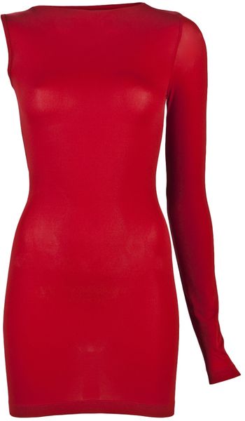 Plein Sud Jeanius One Sleeve Dress in Red - Lyst