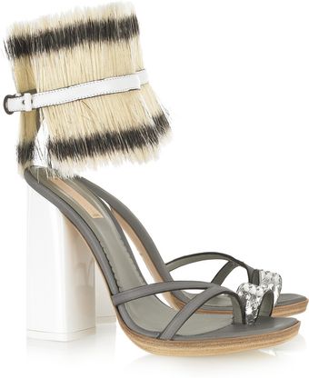 Reed Krakoff Bridle-cuffed Leather and Python Sandals - Lyst