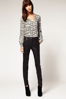 Selected /femme Selected Biker Trousers with Leather Knee Detail - Lyst