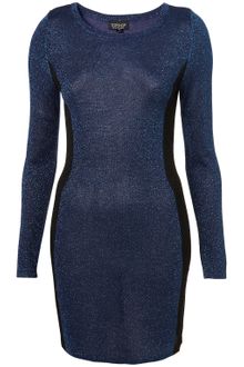 Topshop Knitted Lurex Panel Dress - Lyst