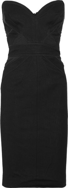 Zac Posen Strapless Ribbedjersey Dress in Black - Lyst