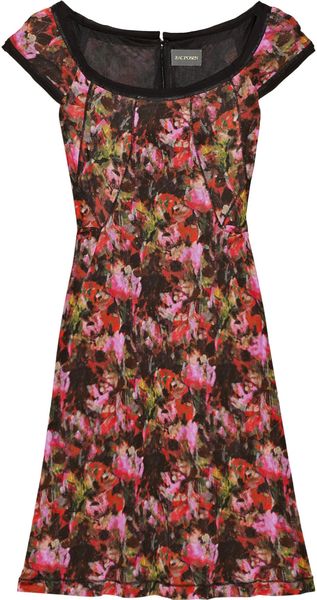 Zac Posen Abstract Printed Jersey Dress in Multicolor (burgundy) - Lyst