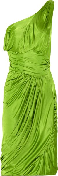 Zac Posen Draped Oneshoulder Jersey Dress in Green - Lyst
