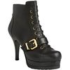 Fendi Black Leather Lace Up Buckle Booties in Black - Lyst