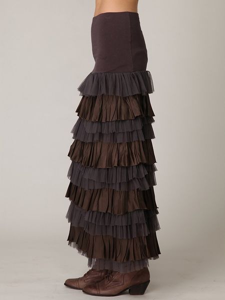 layered ruffle maxi skirt