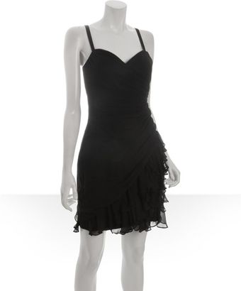 Hoaglund New York Black Draped Chiffon Cocktail Dress - Lyst