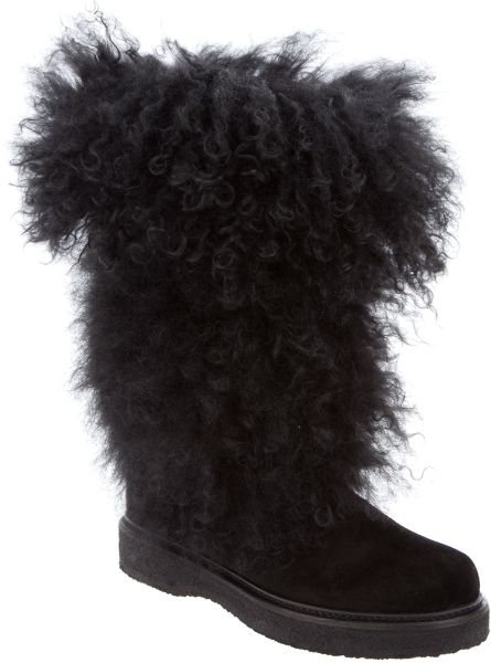 Moncler Sport Lamb Skin Fur Boot in Black - Lyst