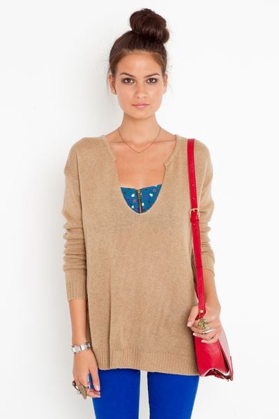 Nasty Gal Lets Split Knit  Camel in Beige (camel) - Lyst