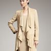 Ralph Lauren Black Label Ruffle Suede Long Jacket in Beige (tan) - Lyst