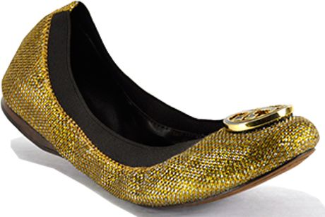 gold tory burch ballet flats