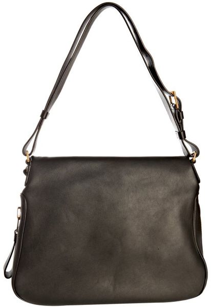 Tom Ford Black Leather Fold-over Shoulder Bag in Black | Lyst