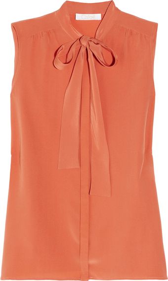 Chloé Pussy-bow Silk Crepe De Chine Blouse - Lyst