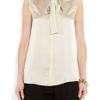 Chloé Pussybow Silksatin Top in Beige (oyster) - Lyst