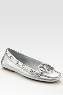Dior Cd Metallic Leather Loafers - Lyst