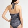 Oscar De La Renta Gingham OnePiece Halter Swimsuit in Blue (navy) - Lyst