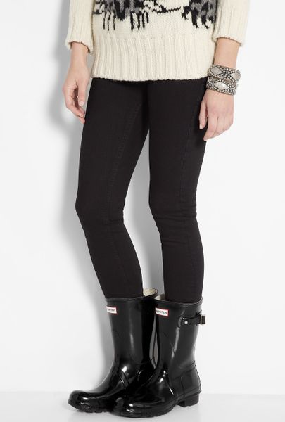 black gloss short hunter boots